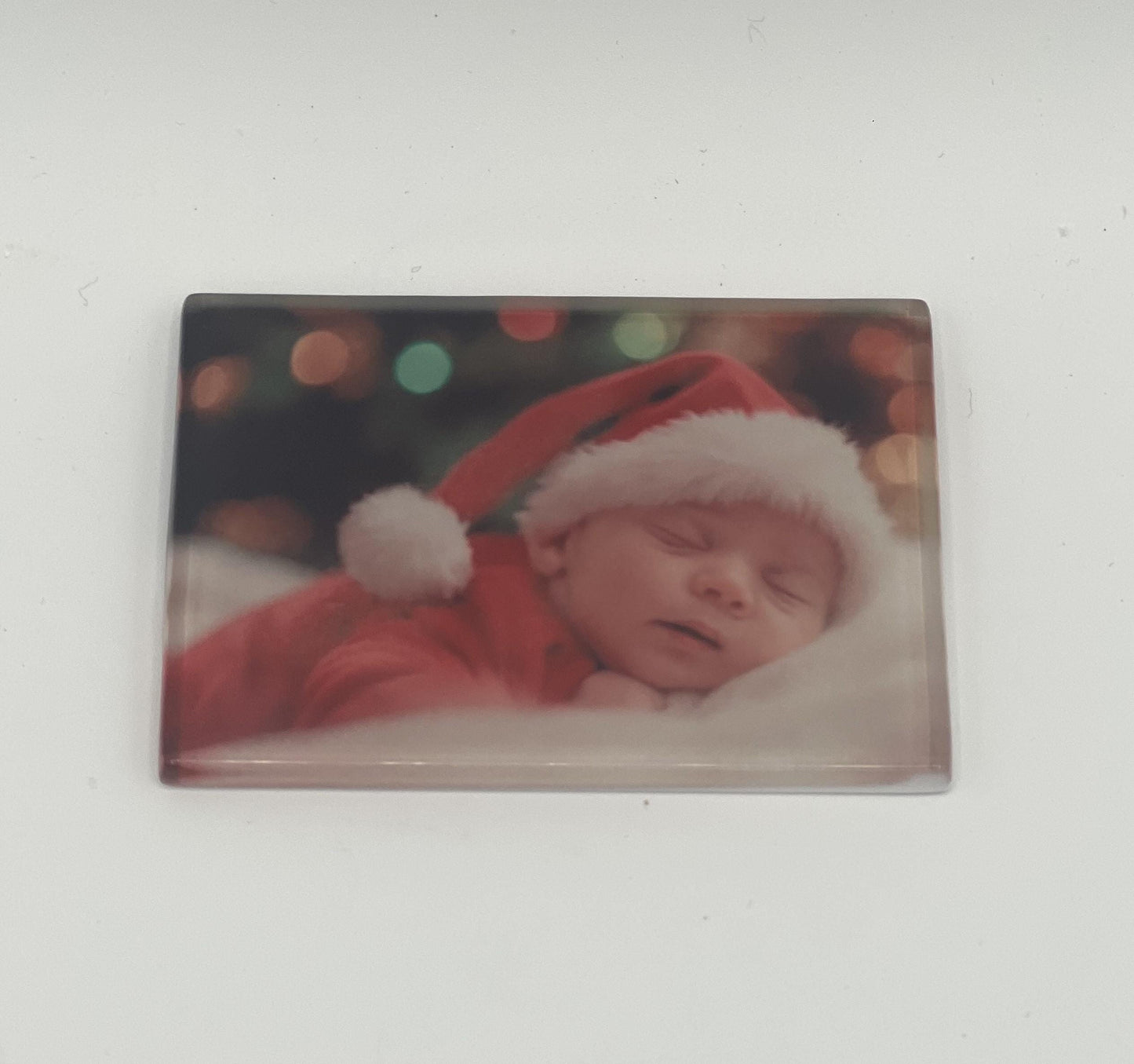 Magnet mit Wunschfoto, Baby mit Weihnachtsmütze