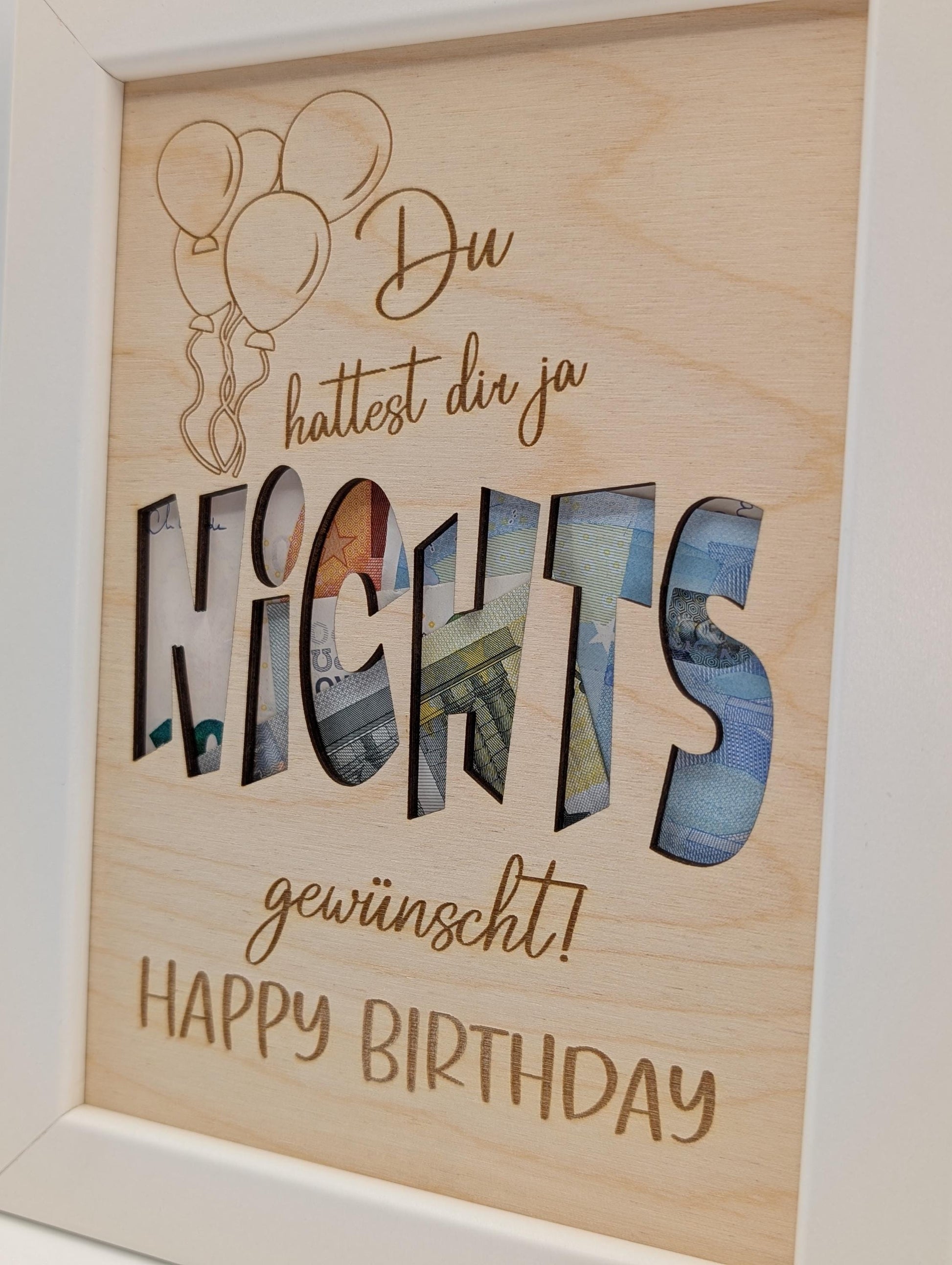Nichts zum 30. Geburtstag wünschen, Geldgeschenk im Bilderrahmen