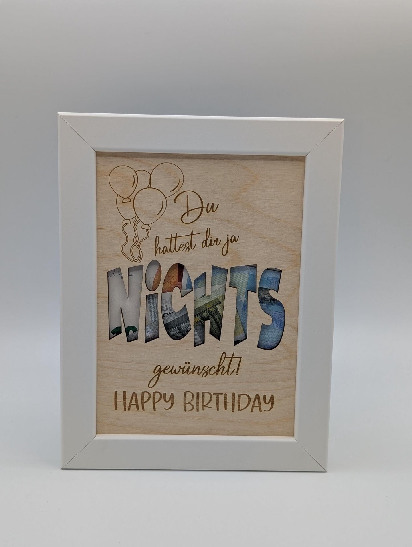 Geldgeschenk NICHTS, personalisiert zum Geburtstag, Nichts wünschen, Lustiges Geschenk Bilderrahmen Geburtstagsgeschenk , Geschenkidee,