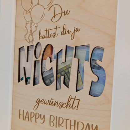 Geldgeschenk zum 30. Geburtstag im Bilderrahmen Nichts für Mann oder Frau, Personalisierte Geschenkidee
