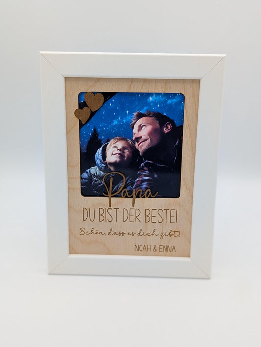 Personalisiertes Bilderrahmen-Geschenk zum Vatertag – Vatertagsgeschenk "Papa, Du bist der Beste" Geschenk zum Vatertag, Geburtstag,