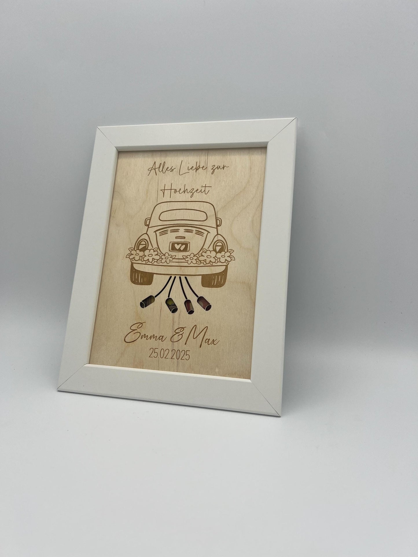 Hochzeitsgeschenk im Bilderrahmen, Geldgeschenk für das Brautpaar zur Hochzeit