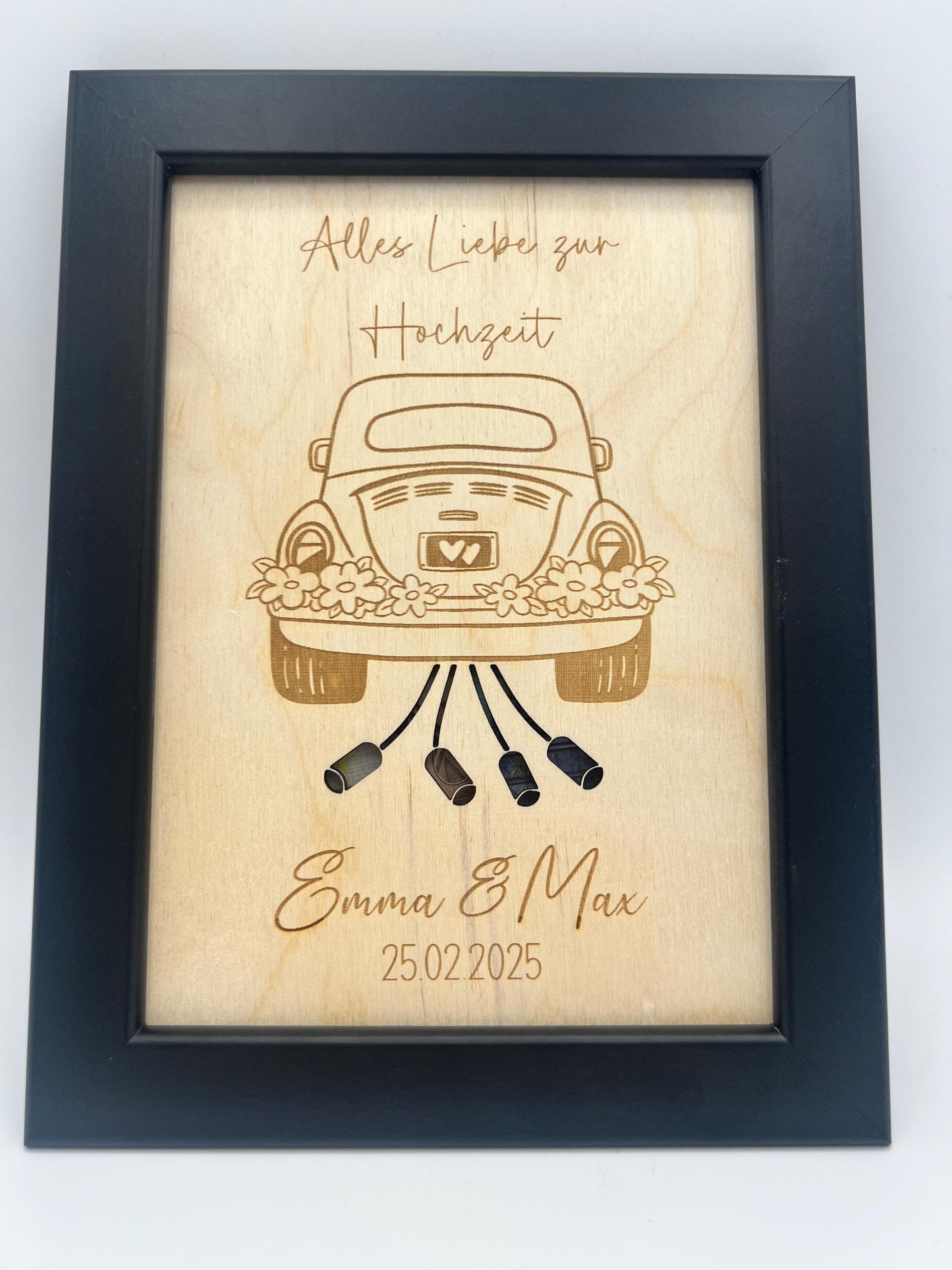 Hochzeitsgeschenk im Bilderrahmen, Geldgeschenk für das Brautpaar zur Hochzeit