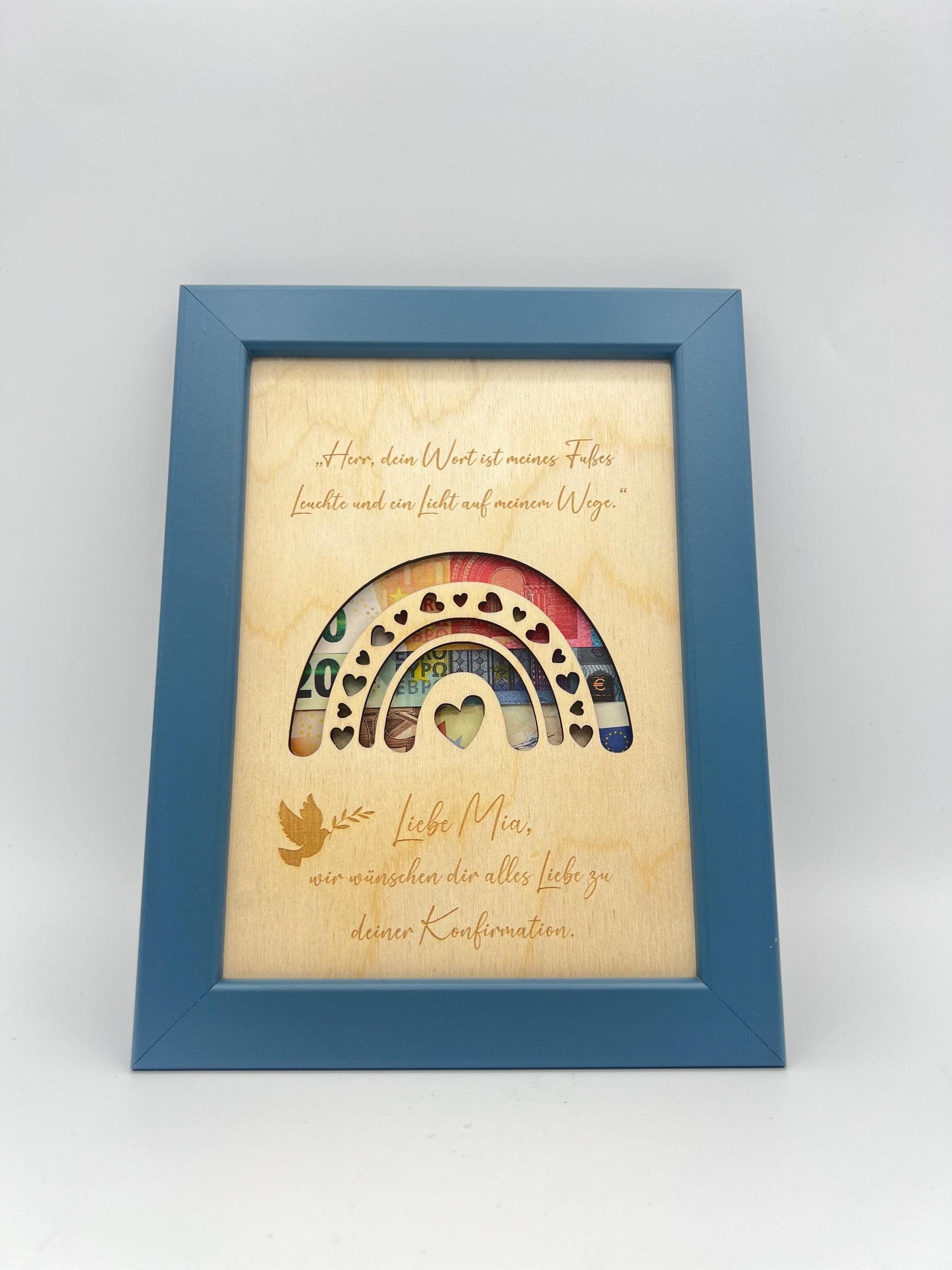 Geldgeschenk zur Konfirmation, Geschenk zur Kommunion im Bilderrahmen, Konfirmationsgeschenk, Kommunionsgeschenk Geld verschenken