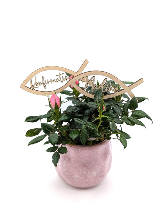 Holz-Blumenstecker in Fischform mit Gravur, perfekt als Geschenk oder Dekoration für religiöse Feste