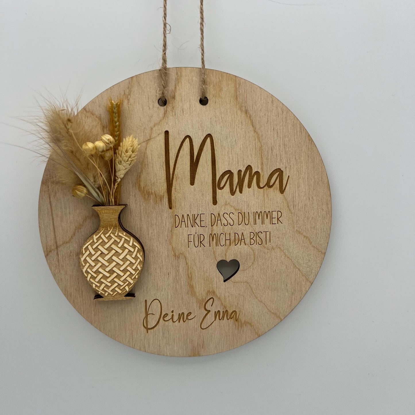 Personalisierte Holzscheibe zum Muttertag oder Geburtstag, Danke Mama mit den Namen der Kinder