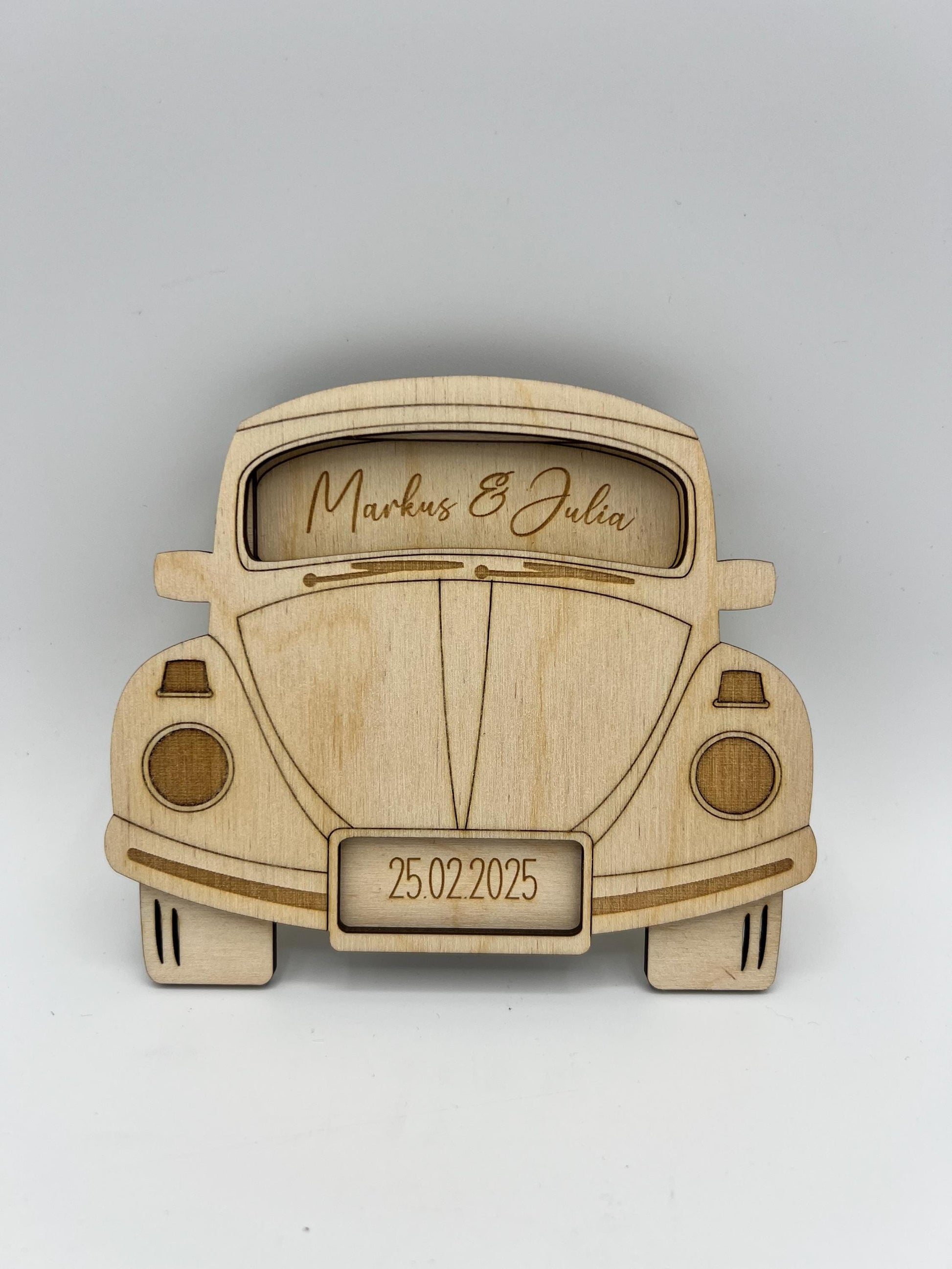 Geldgeschenk Hochzeit für das Brautpaar, Personalisiertes Hochzeitsgeschenk Auto als Gutscheinhalter, zum Hochzeitstag oder Verlobung