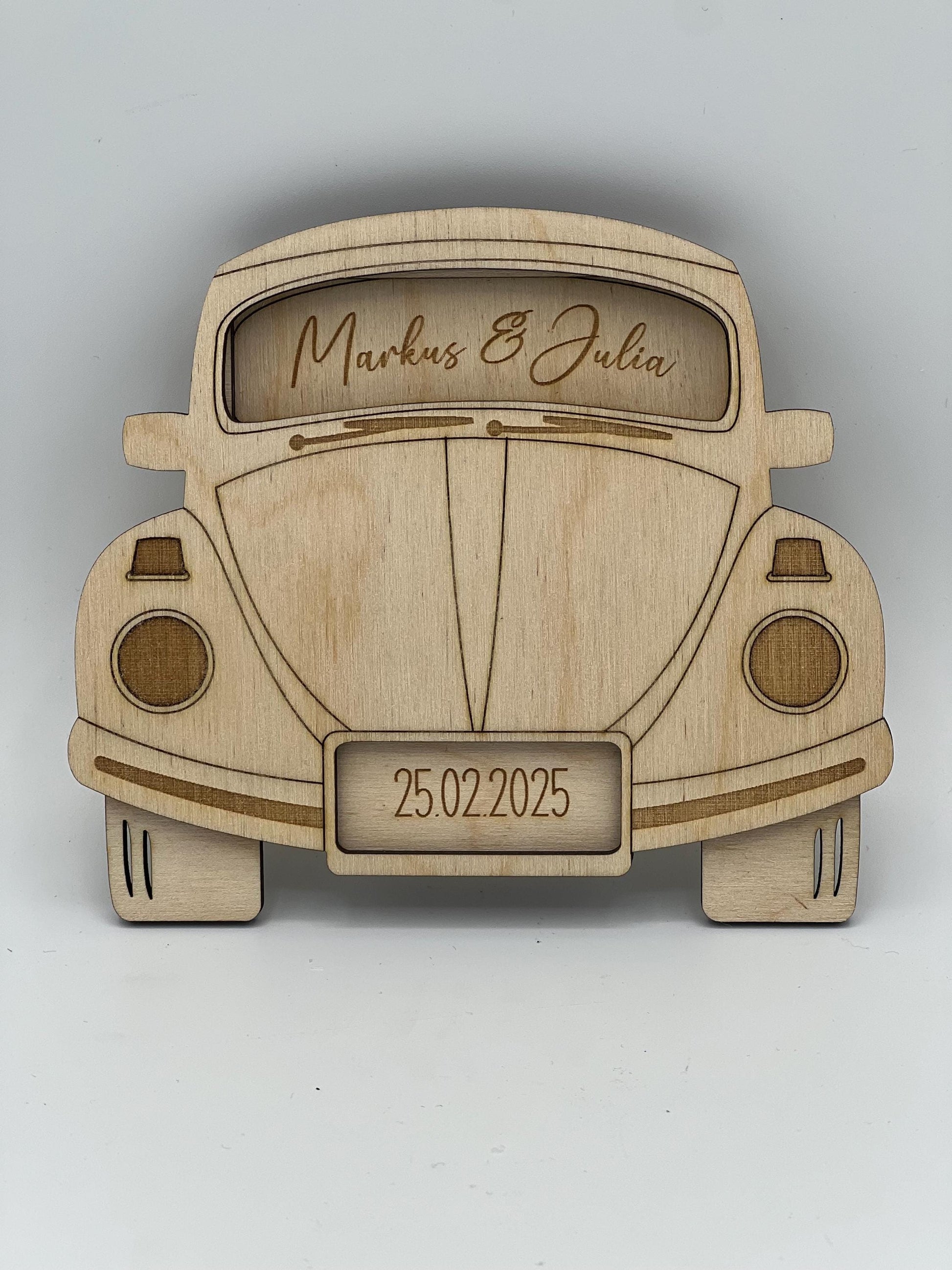Geldgeschenk Hochzeit für das Brautpaar, Personalisiertes Hochzeitsgeschenk Auto als Gutscheinhalter, zum Hochzeitstag oder Verlobung