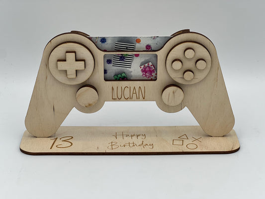 Geldgeschenk Holz für Zocker, Gaming Gutscheinkarte