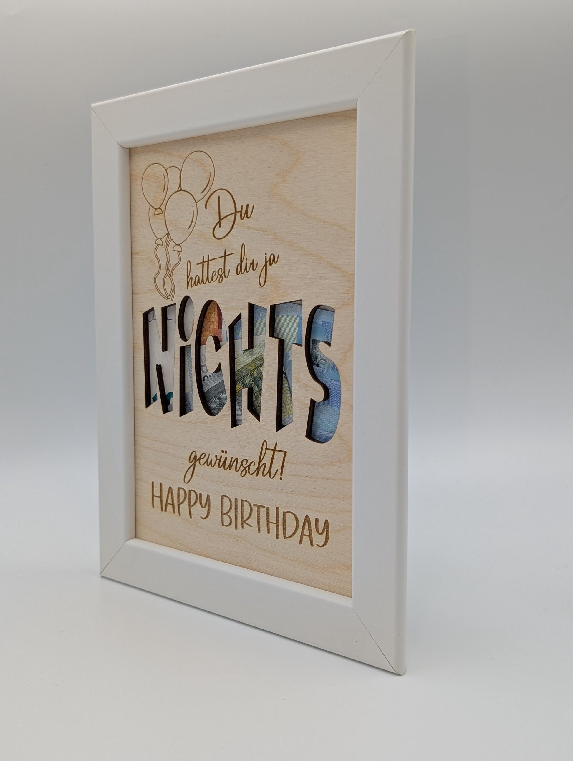 Nichts zum 30. Geburtstag wünschen, Geldgeschenk im Bilderrahmen