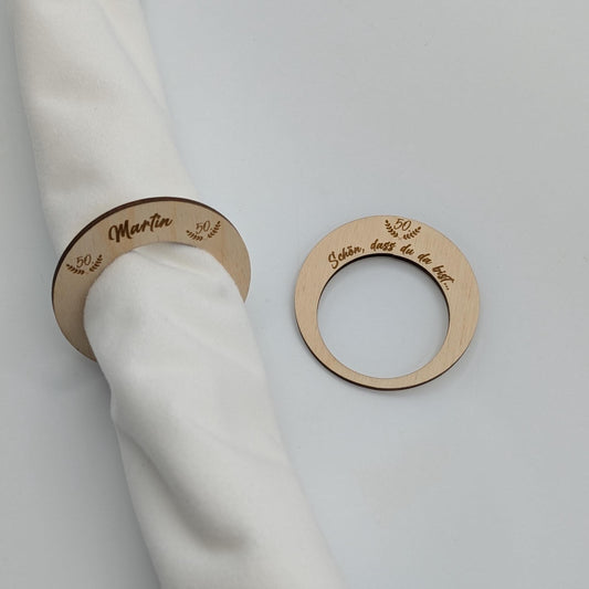 Serviettenring Geburtstag, Tischdekoration personalisiert, Hochzeit, Konfirmation, Taufe, 50. Jubiläum, Goldene Hochzeit, Silberhochzeit