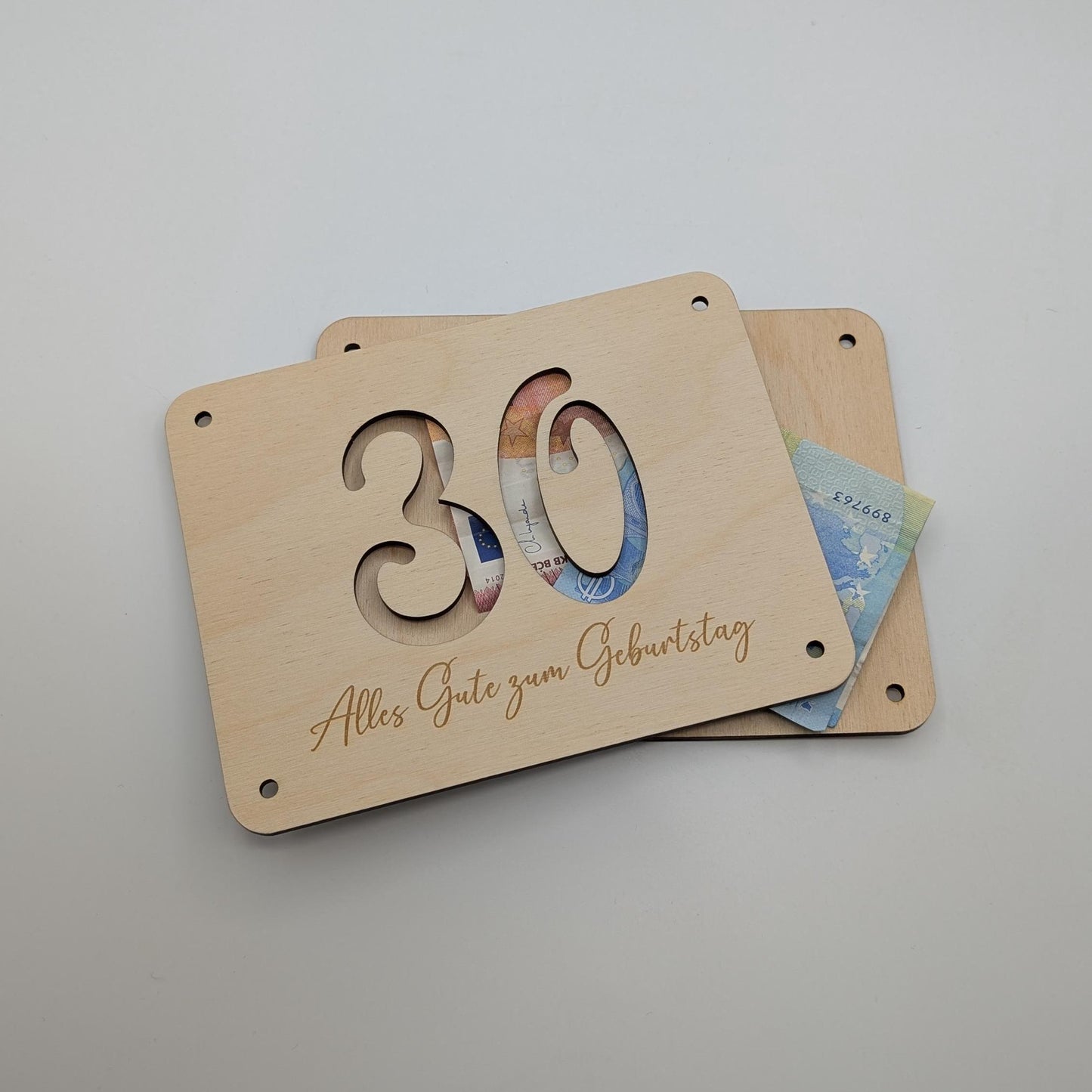 Geldgeschenk zum 30. Geburtstag aus Holz