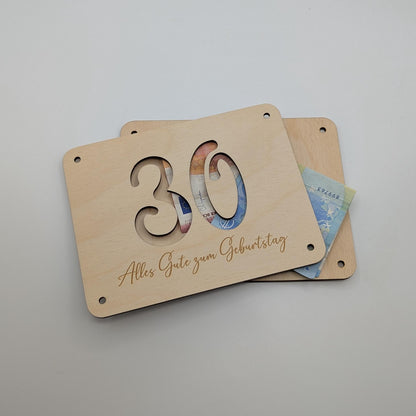 Geldgeschenk zum 30. Geburtstag aus Holz