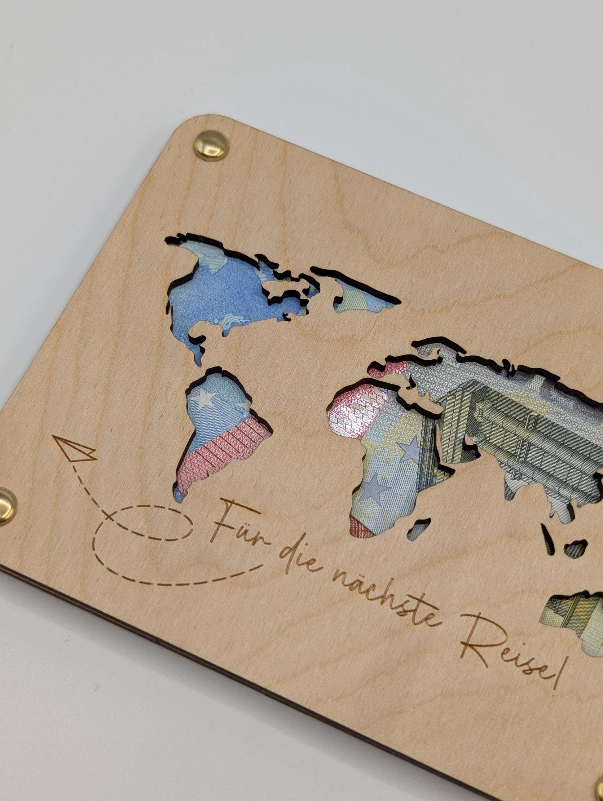 Geschenkkarte zur Hochzeit, Geldgeschenk personalisiert für das Brautpaar , aus Holz, Der schönste Weg, ist der gemeinsame. mit Namen, Datum und Papierflieger
