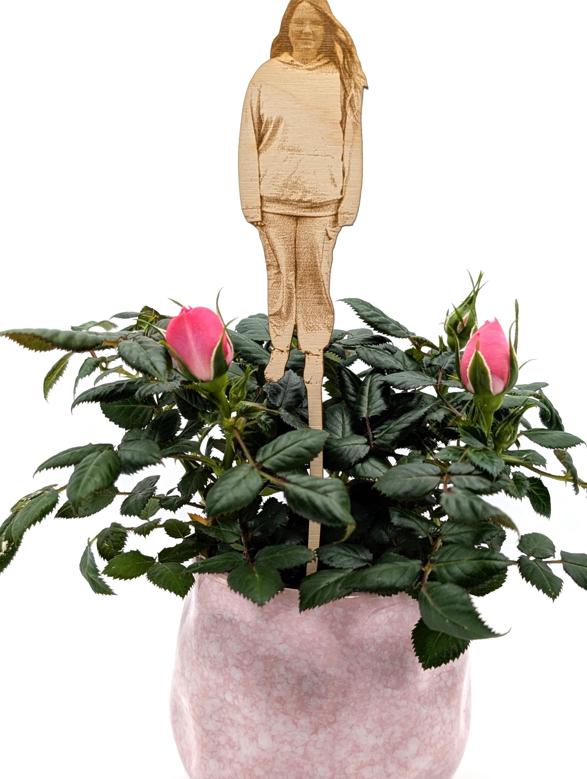 Dein Foto als Blumenstecker, aus Holz, Geschenk zum Muttertag, Vatertag, Geburtstag, Kita Abschied