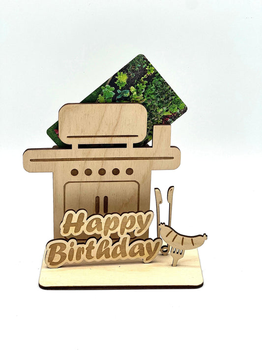 Geldgeschenk zum Geburtstag/ Gutscheinhalter / Grill aus Holz / Geschenkeverpackung / Gutschein verschenken/ Geschenk Ideen