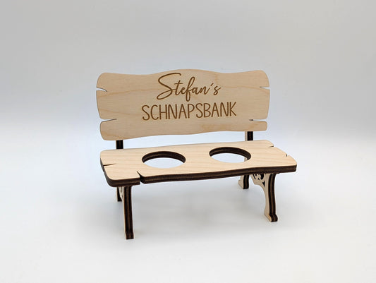Geschenkidee zum Geburtstag, Schnapsbank, Rentnerbank aus 6mm Birkenholz, Personalisierbar, Personalisiertes Geschenk