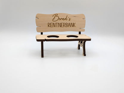 Geschenkidee zum Geburtstag, Schnapsbank, Rentnerbank aus 6mm Birkenholz, Personalisierbar, Personalisiertes Geschenk