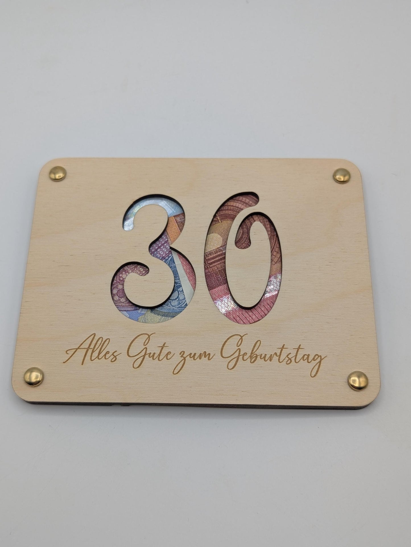 Geldgeschenk zum 30. Geburtstag aus Holz