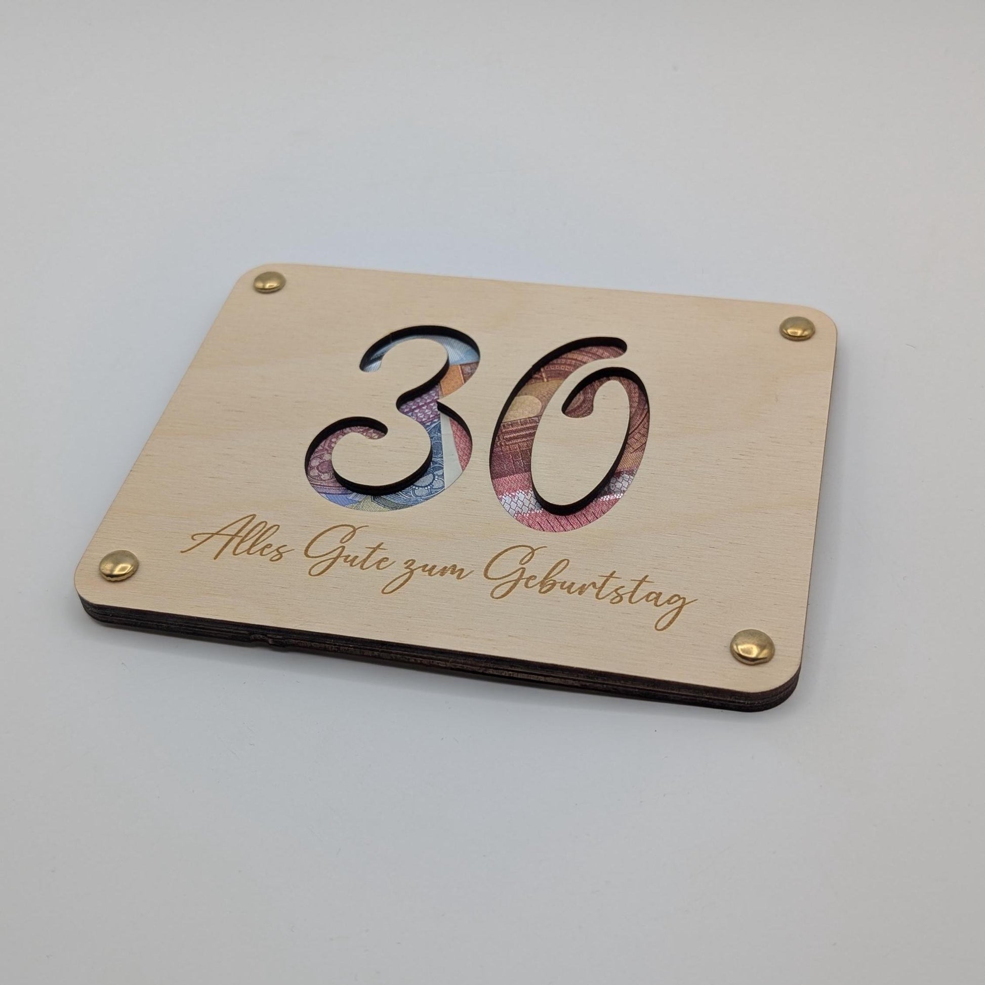 Geldgeschenk zum 30. Geburtstag aus Holz