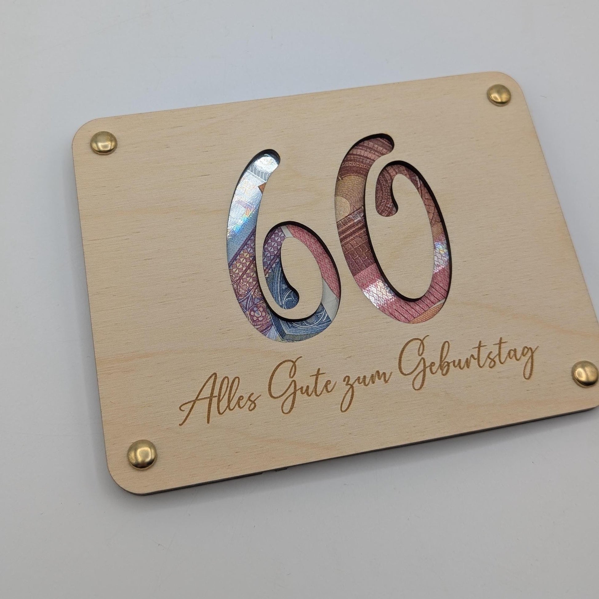 Geldgeschenk zum 60. Geburtstag aus Holz