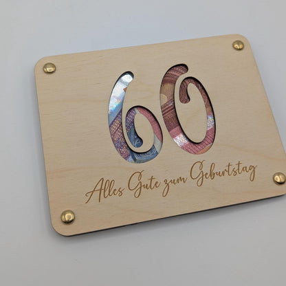 Geldgeschenk zum 60. Geburtstag aus Holz