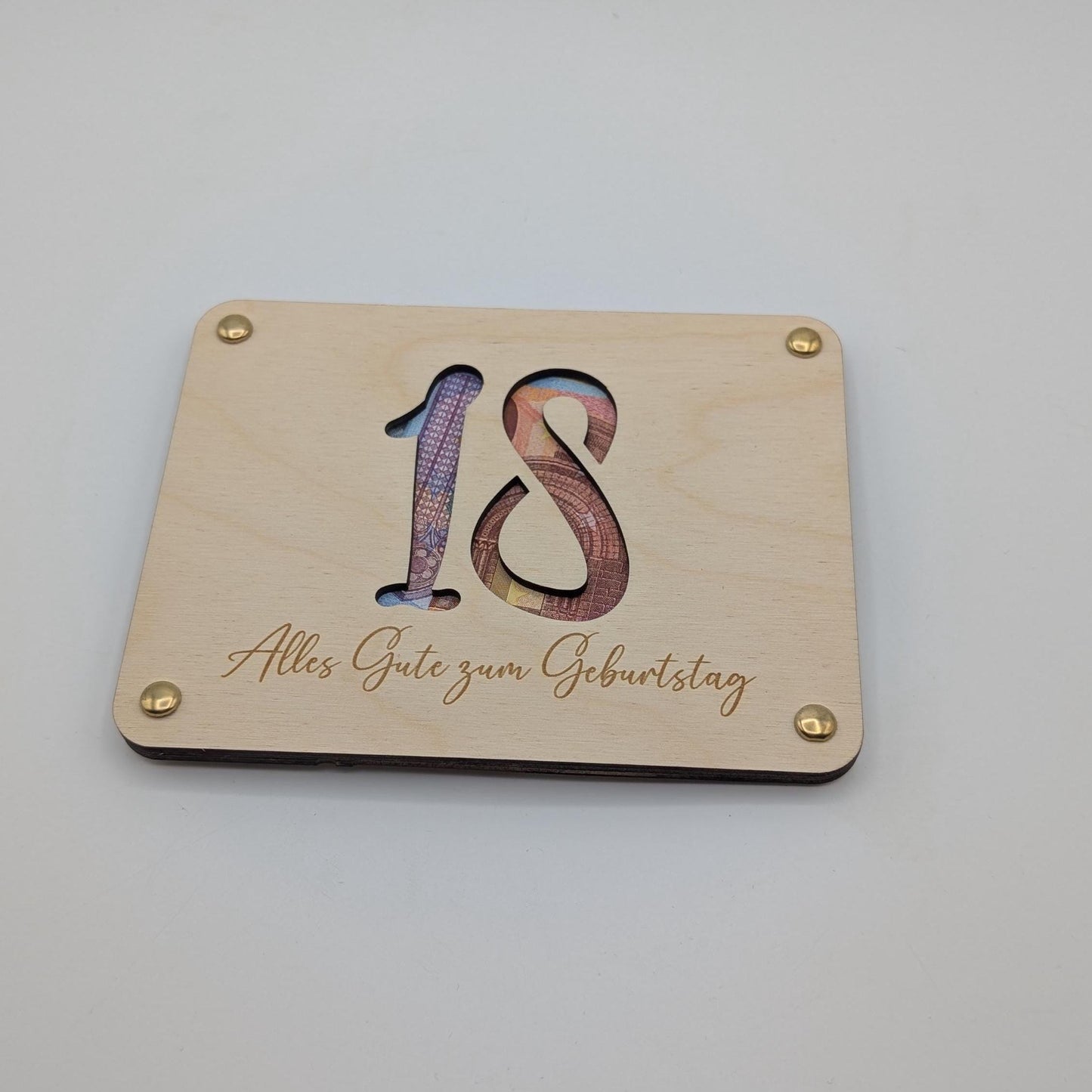Geldgeschenk zum 18. Geburtstag aus Holz