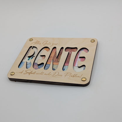 Geldgeschenk zur Rente aus Holz