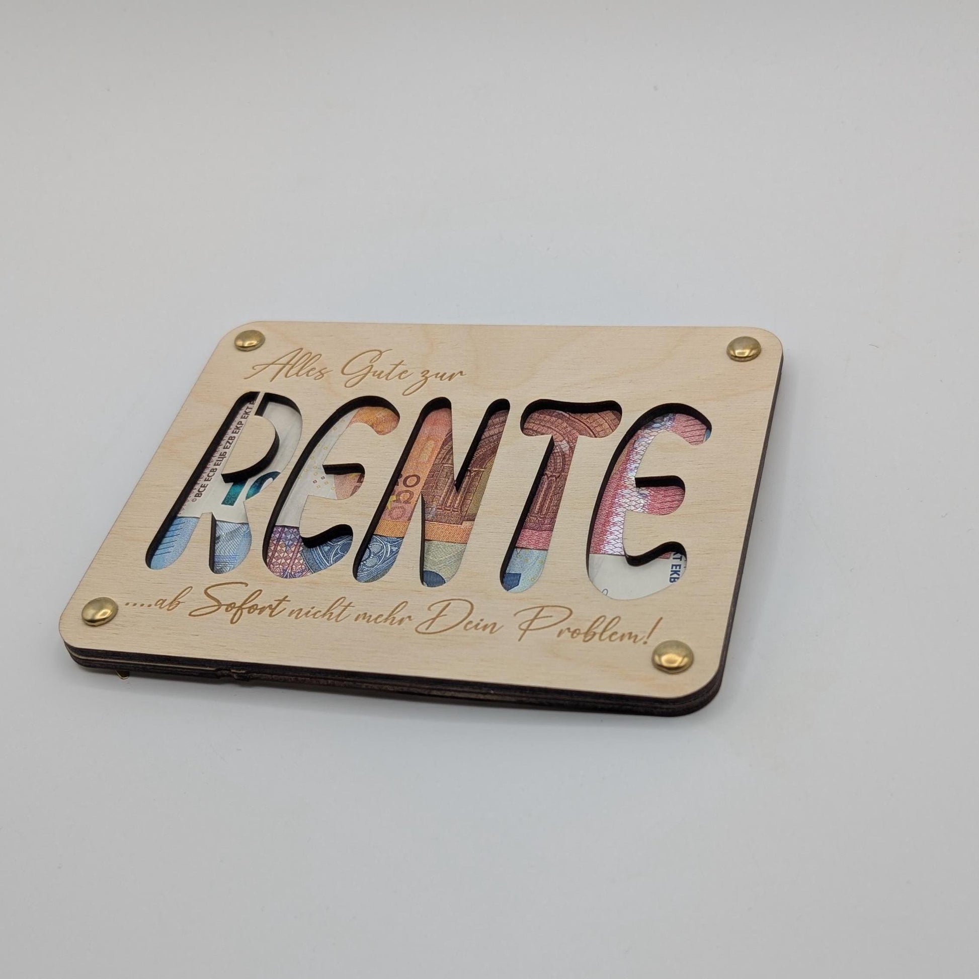 Personalisiertes Geschenk zur Rente – Hochwertige Holzkarte mit Gravur, ideal als Geldgeschenk oder Gutscheinhalter. Individuell mit Name, Datum oder Widmung gestaltbar. Perfektes Abschiedsgeschenk für den Ruhestand.