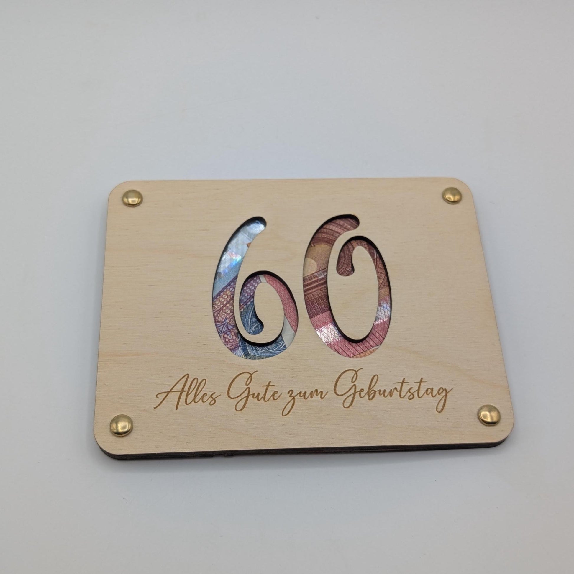 Geldgeschenk zum 60. Geburtstag aus Holz, Geschenkkarte für Geld Personalisiert, Geschenkidee für Geburtstage | Holzkarte, Lustiges Geschenk
