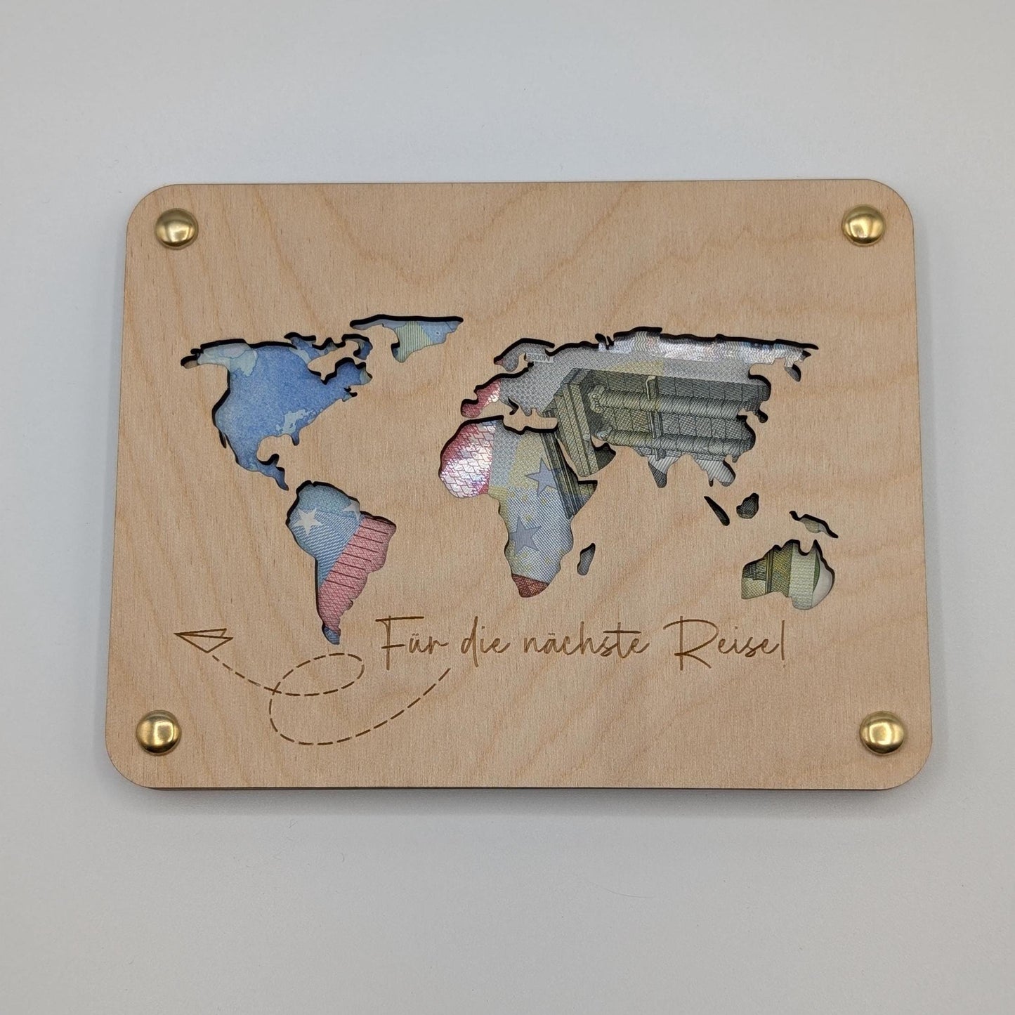 Geschenkkarte zur Hochzeit, Geldgeschenk personalisiert für das Brautpaar , aus Holz, Der schönste Weg, ist der gemeinsame. mit Namen, Datum und Papierflieger