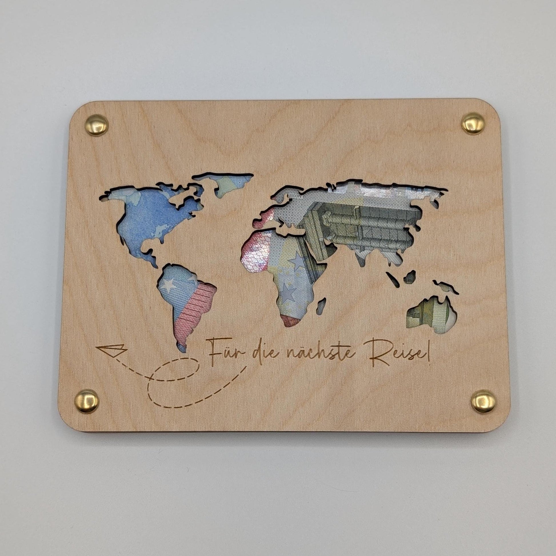 Geschenkkarte zur Hochzeit, Geldgeschenk personalisiert für das Brautpaar , aus Holz, Der schönste Weg, ist der gemeinsame. mit Namen, Datum und Papierflieger