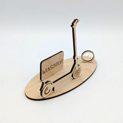 Geldgeschenk E-Scooter zum Geburtstag, Geschenkidee Personalisiert aus Holz zum Jubiläum, als Geburtstagsgeschenk, Stilvoll Geld schenken