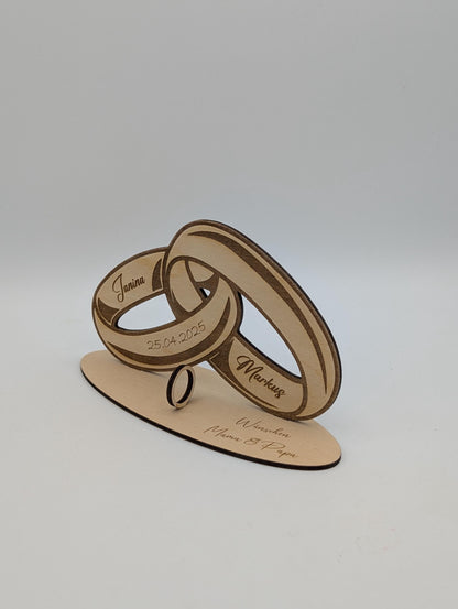 Geldgeschenk aus Holz zur Hochzeit, Personalisiert