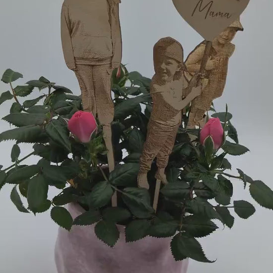 Blumenstecker mit deinem Foto, als Geschenk zum Muttertag, Geburtstagsgeschenk für Oma, Opa oder zum Vatertag Fotogeschenk für Mama