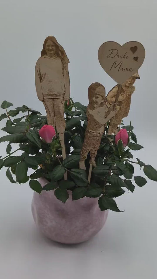 Blumenstecker mit deinem Foto, als Geschenk zum Muttertag, Geburtstagsgeschenk für Oma, Opa oder zum Vatertag Fotogeschenk für Mama