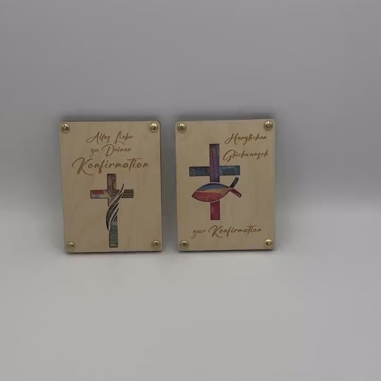 Geldgeschenk, Geschenkkarte aus Holz zur Konfirmation, Kommunion, Firmung, Jugendweihe oder Taufe – Personalisiert & Stilvoll