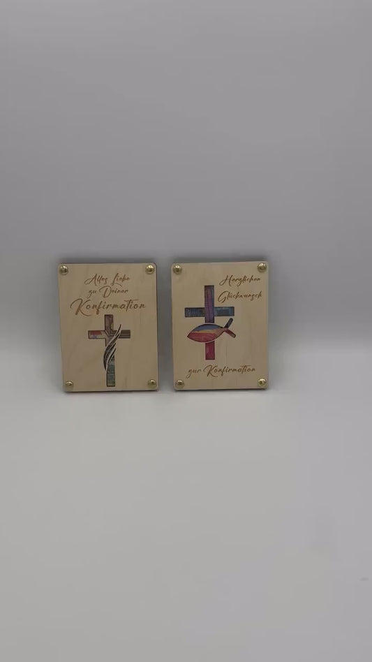 Geldgeschenk, Geschenkkarte aus Holz zur Konfirmation, Kommunion, Firmung, Jugendweihe oder Taufe – Personalisiert & Stilvoll