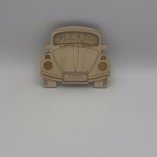 Geldgeschenk Hochzeit für das Brautpaar, Personalisiertes Hochzeitsgeschenk Auto als Gutscheinhalter, zum Hochzeitstag oder Verlobung