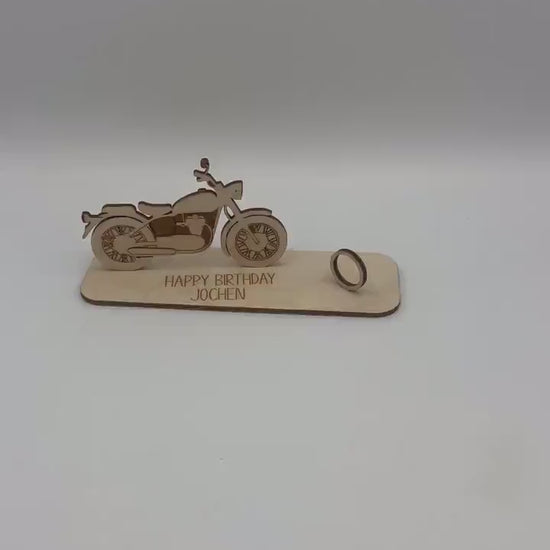 Geldgeschenk Motorrad zum Geburtstag, Rente, Ruhestand, Motorrad, Geschenk aus Holz, Holzgeschenk