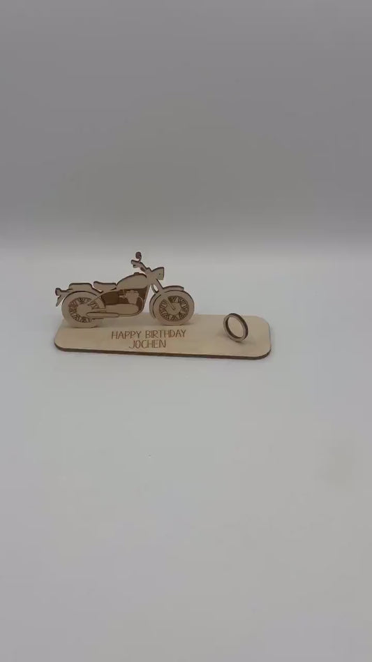 Geldgeschenk Motorrad zum Geburtstag, Rente, Ruhestand, Motorrad, Geschenk aus Holz, Holzgeschenk