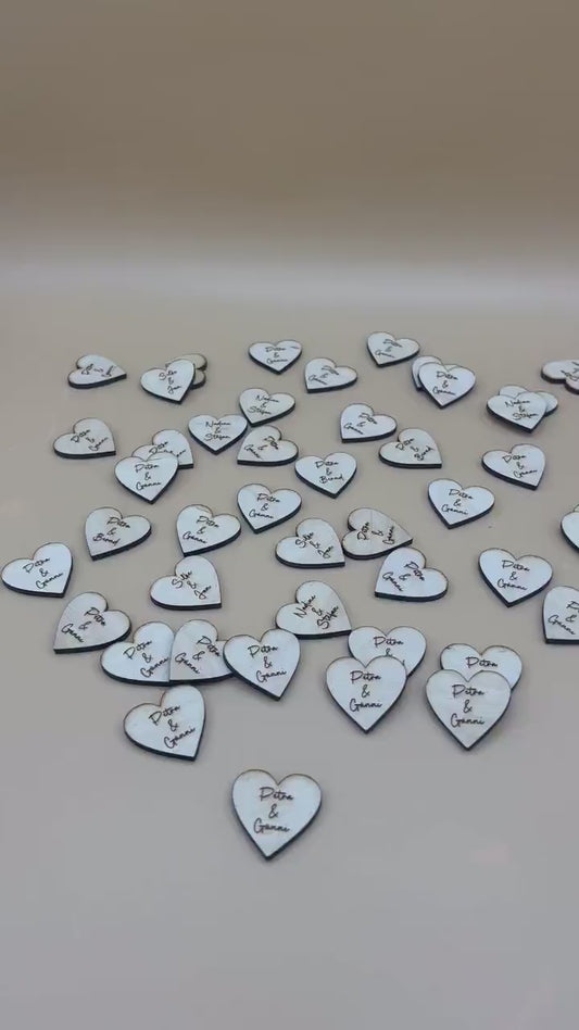 Streudeko zur Hochzeit /Dekoration Tisch / Herzen mit Namen/ Platzkarten/Holz Herz Personalisiert Hochzeit  Tischdeko Geburtstag/ 50stk