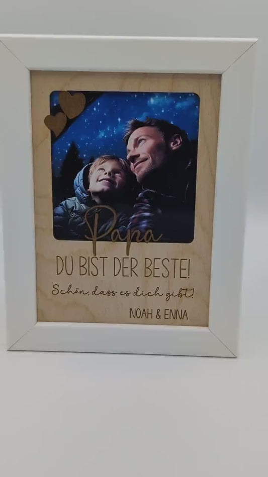Personalisiertes Bilderrahmen-Geschenk zum Vatertag – Vatertagsgeschenk "Papa, Du bist der Beste" Geschenk zum Vatertag, Geburtstag,