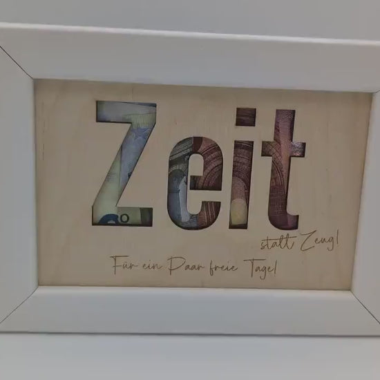 Geldgeschenk Zeit für Geld & Gutscheine – im Holzrahmen Individuelles Geschenk zum Geburtstag oder Hochzeit, Personalisiert, Geldgeschenk