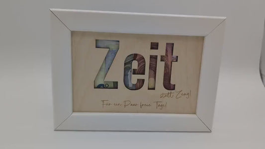 Geldgeschenk Zeit für Geld & Gutscheine – im Holzrahmen Individuelles Geschenk zum Geburtstag oder Hochzeit, Personalisiert, Geldgeschenk