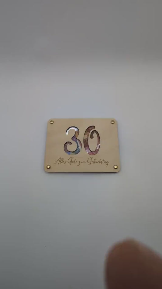Geldgeschenk zum 30. Geburtstag aus Holz, Geschenkkarte für Geld Personalisiert, Geschenkidee für Geburtstage | Holzkarte, Lustiges Geschenk