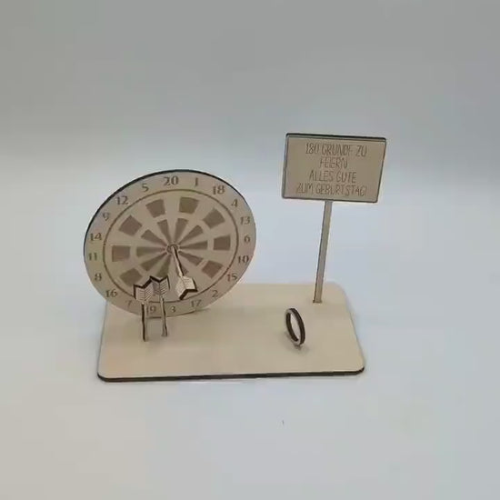 Dartscheibe Geldgeschenk mit Spruch, mit Name, Personalisierte Geschenkidee zum Geburtstag, Scheibe mit Pfeil, für Dart Spieler,