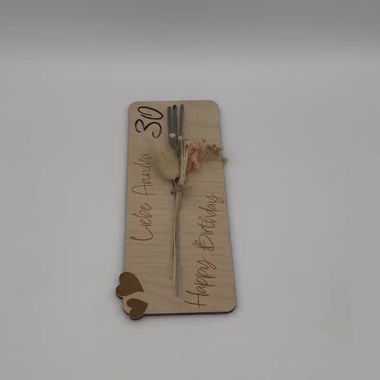 Wunderkerzenhalter aus Holz mit Trockenblumen, Personalisierbar zum Geburtstag, Valentinstag oder  besondere Momente. kleines Mitbringsel