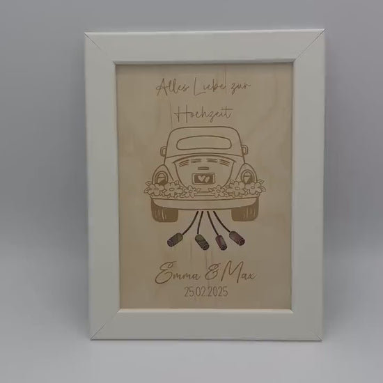 Hochzeitsgeschenk, Geldgeschenk zur Hochzeit, Personalisiertes Geschenk für das Brautpaar, Hochzeitsauto im Bilderrahmen
