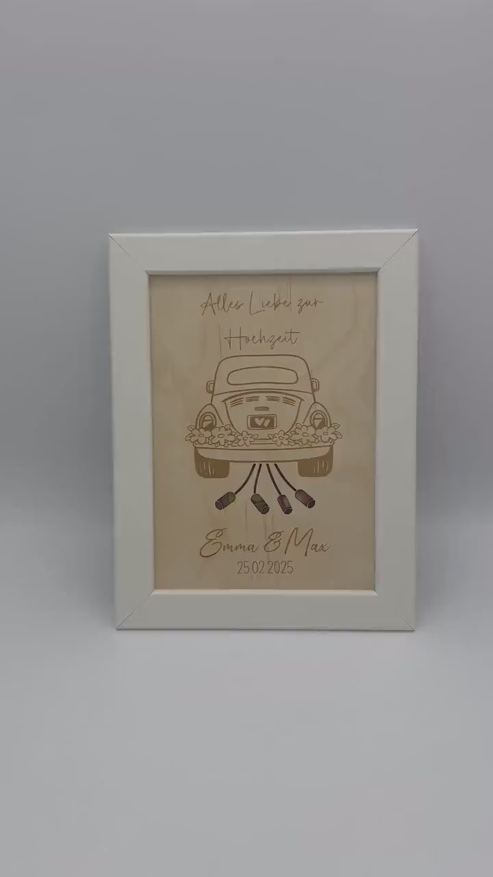 Hochzeitsgeschenk, Geldgeschenk zur Hochzeit, Personalisiertes Geschenk für das Brautpaar, Hochzeitsauto im Bilderrahmen